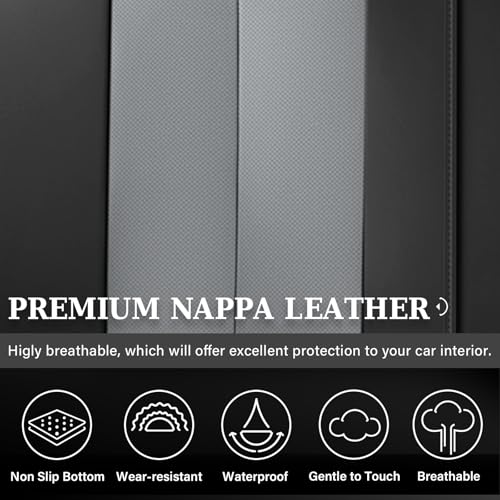 Coverado Rear Bench Car Seat Covers, Car Rear Seat Covers, Nappa Leather Back Seat Cover, Automotive Seat Covers Seat Cushion Cover Universal Fit for Most Cars Sedan SUV Pickup Truck, Black&Gray - color: Black&Gray