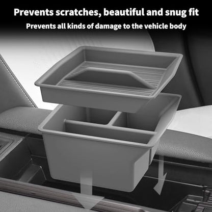 Center Console Organizer for Toyota Sienna 2021-2026, Armrest Box Secondary Tray Storage Silicone Armrest Box Insert Organizer (Gray) - size: Center Console Organizer