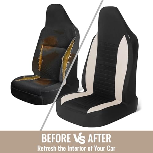 AUTOYOUTH Car Seat Covers - Bucket Seat Cover Seat Achieve The Perfect Combination of Style and Protection with Universal Fit Seat Covers for Sedan, Truck, SUV(Black Beige)… - color: Black & Beige