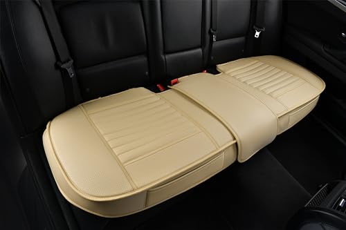 Back Seat Covers, Rear Seat Cushions, Auto Bench Protector with Breathable PU Leather and Non-Slip Bottom Universal for 4 Season (Beige, 61" x 20. 5") - color: Beige, size: 1x Rear Seat Covers