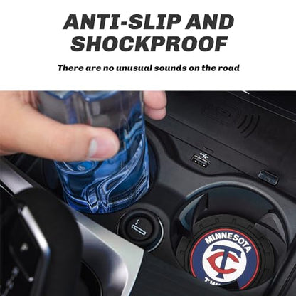 Baseball Fans Car Cup Holder Coasters for Minnesota Twins Fans, 2 Pack Twins Silicone Non-Slip Cup Mats, 2.75" Car Cup Holder Inserts for Auto Interior - color: dTw166ins