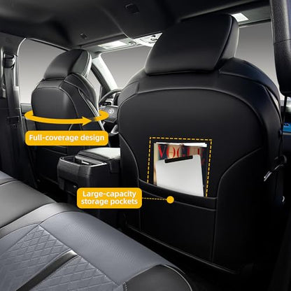 Custom Fit Seat Covers for 2025-2027 Toyota 4Runner (5-Seater), Waterproof Faux Leather Full Set, Full Coverage Protectors for SR5/TRD Off-Road/Sport/Limited/Trailhunter - Black+Grey