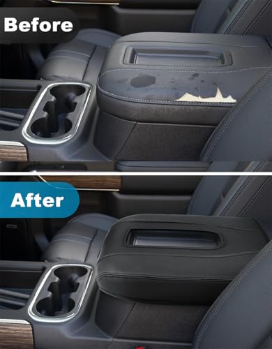 Center Console Armrest Cover for GMC Sierra & Chevy Silverado 2019-2026, Tahoe & Yukon & Suburban 2021-2026, Floor Console Bucket Seat Only, Vinyl Leather Trim, Scratchproof, Black - color: Black