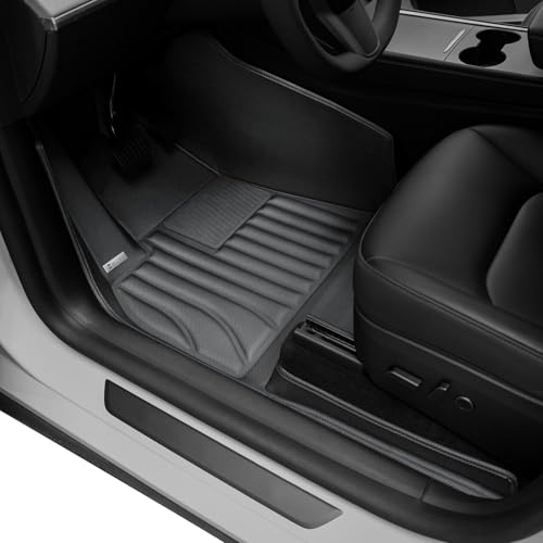 SUPER LINER 6-Piece Floor Mats & Cargo Liners Compatible with Tesla Model Y 2020-2024 5-Seat, 5D Laser Measured All-Weather Floor Liners with Trunk Frunk Mats & Door Sill Threshold Guards, Black - size: 6 PCS Compatible with Model Y 5-Seat | Large