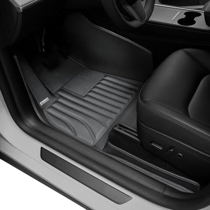 SUPER LINER 6-Piece Floor Mats & Cargo Liners Compatible with Tesla Model Y 2020-2024 5-Seat, 5D Laser Measured All-Weather Floor Liners with Trunk Frunk Mats & Door Sill Threshold Guards, Black - size: 6 PCS Compatible with Model Y 5-Seat | Large