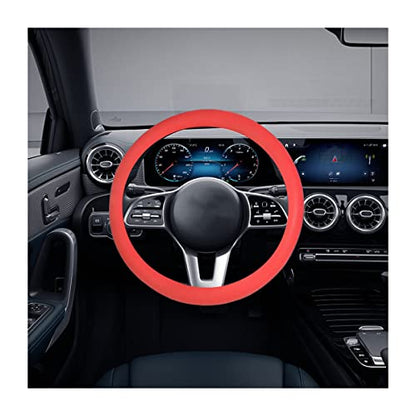 Car Silicone Steering Wheel Cover, Soft Anti-Slip Auto Steering Wheel Protector Fit 14 Inch, Universal Vehicle Interior Accessories for Cars, SUVs, Trucks, and Vans (Red) - style: Red