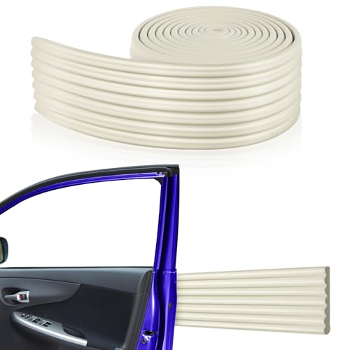 Garage Wall Protector Roll, 10ft x 3.15in Long Trimmable Self-Adhesive Rubber Strip, Customizable Car Door Bumper Guard for Concrete Walls Warehouse Doors, Anti-Scratch Waterproof (Beige)