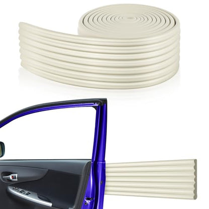 Garage Wall Protector Roll, 10ft x 3.15in Long Trimmable Self-Adhesive Rubber Strip, Customizable Car Door Bumper Guard for Concrete Walls Warehouse Doors, Anti-Scratch Waterproof (Beige)