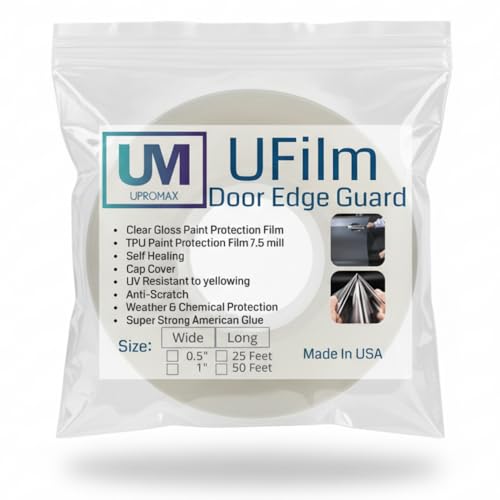 Ufilm Door Edge Protector PRE-Cut Guard Scratch Paint Protection Film with Strong American Glue Clear and Black Universal Car Truck (1 in x 25 ft) - size: 1 in x 50 ft