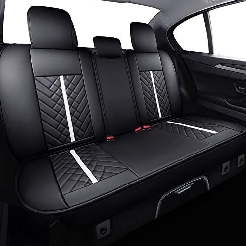 Tacoma Truck Rear Seat Covers 2005-2024 2025 2026 Access Double Cab TRD Sport Offroad Limited SR5 V6 Back Car Cushions with Waterproof Faux Leather(Rear Seat/Black-White) - color: Rear Seat/Black-White
