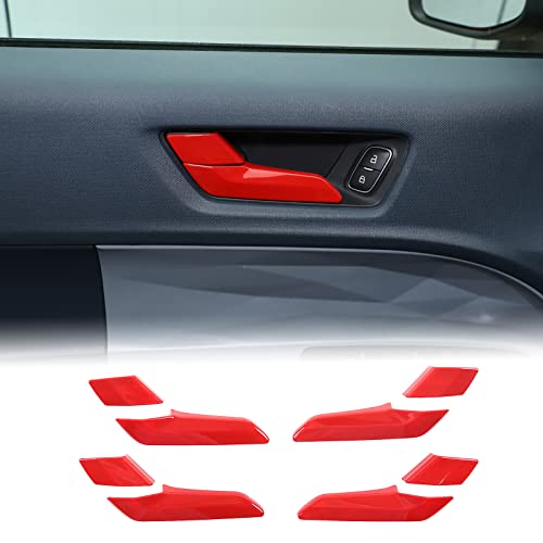 Aunginsy 8Pcs Car Inner Door Handle Switch Panel Trim Cover Compatible with Ford Maverick 2022-2025 Pickup Front Rear Door Handle Bowl Frame Panel Protector Decorative Sticker ABS Interior Accessories - color: Red