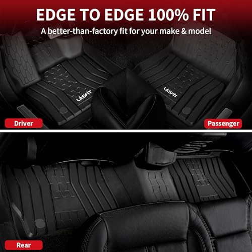 LASFIT Floor Mats for 2017-2020 Lincoln Continental, Custom Fit All Weather TPE Floor Liners, Full Coverage 1st & 2nd Row 3-Piece Set, Black - size: 2017-2020|For Lincoln Continental|Floor Mats