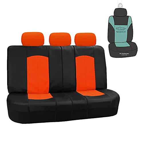 FH Group Highest Grade Faux Leather Split Bench Seat Cover, Rear Set – Universal Fit for Cars Trucks & SUVs (Orange/Black) PU008013 - color: Orange, size: Rear Set