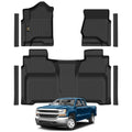 Floor Mats for 2014-2018 Chevy Silverado/GMC Sierra 1500 Crew Cab & 2015-2019 Silverado/Sierra 2500 HD/3500 HD Crew Cab,All Weather TPE Floor Liners Custom Fit for Chevy Silverado Full Set Car Mats - size: for 2014-2018 Chevy Silverado Floor Mats