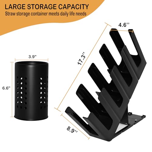 Cup Holder Lid Dispenser with Straw Organizer,4 Compartment 7 Adjusting,Disposable Paper Cup Storage Organizer for Breakroom Countertop Coffee Station Bar Restaurant Beverage Kitchen Coffee Truck