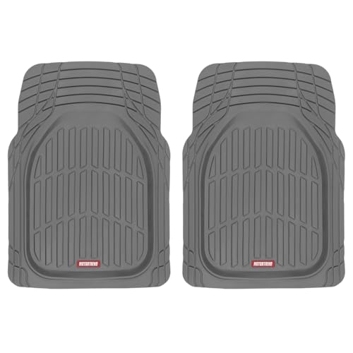 Motor Trend 2 Piece Front Car Floor Mats- Gray FlexTough Contour Liners-Deep Dish Heavy Duty Rubber Floor Mats for Car SUV Truck & Van-All Weather Protection, Universal Trim to Fit