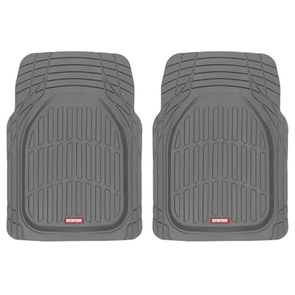 Motor Trend 2 Piece Front Car Floor Mats- Gray FlexTough Contour Liners-Deep Dish Heavy Duty Rubber Floor Mats for Car SUV Truck & Van-All Weather Protection, Universal Trim to Fit
