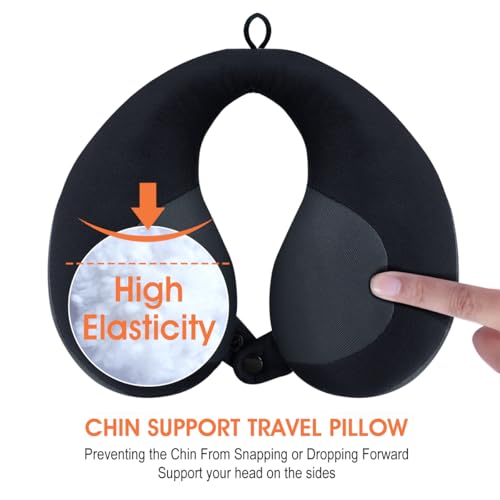 Kids Chin Supporting Travel Neck Pillow, Helps Support Head and Neck, Comfortably Designed for Head, Neck, and Chin Support - Ideal for Toddlers and Children,Black