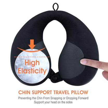 Kids Chin Supporting Travel Neck Pillow, Helps Support Head and Neck, Comfortably Designed for Head, Neck, and Chin Support - Ideal for Toddlers and Children,Black