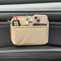 Driver's Car Storage Bag, Small Car Side Pocket Organizer for Car Seats, Doors and Consoles, PU Leather (Beige)