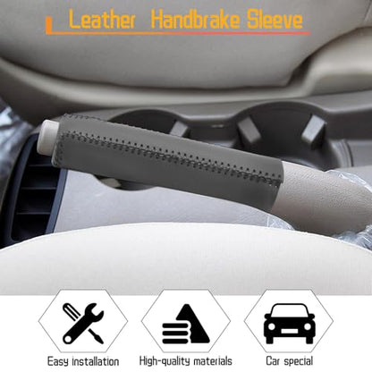 Genuine Leather Handbrake Protector Cover Compatible with Hyundai Tucson 2005-2009 Anti-Slip Hand Brake Parking Lever Sleeve Black