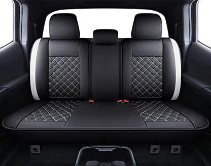 Tomatoman Tacoma Seat Covers Customized for 2005-2025 2026 Sport Extended SR V6 Overlanding, Waterproof Faux Leather Cushions(Full Set, Black-White) - color: Full Set/Black-White