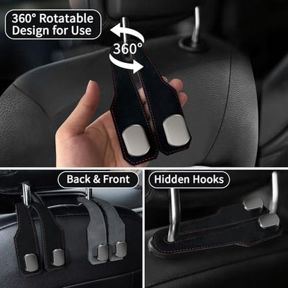 Car Seat Headrest Hooks for Purses and Bags, 4 Pack Bag Purse Holder for Car With Double Metal Hooks, Car Purse Hanger, Headrest Back Seat Handbags Hook Cute Hanging Accessories, Black - color: Black 4pcs