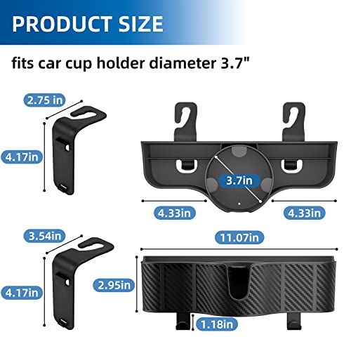 3-in-1 Car Headrest Backseat Organizer with 3.7" Backseat Cup Holder for Car, Seat Back Organizer with Hooks