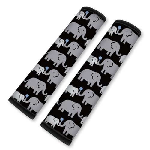 2Pcs Soft Auto Seat Belt Cover Pad Cartoon Elephants Animal Colorful Car Seatbelt Shoulder Cushion for Comfortable Driving, Compatible with All Cars' Seatbelt and Backpack Straps - color: Elephant