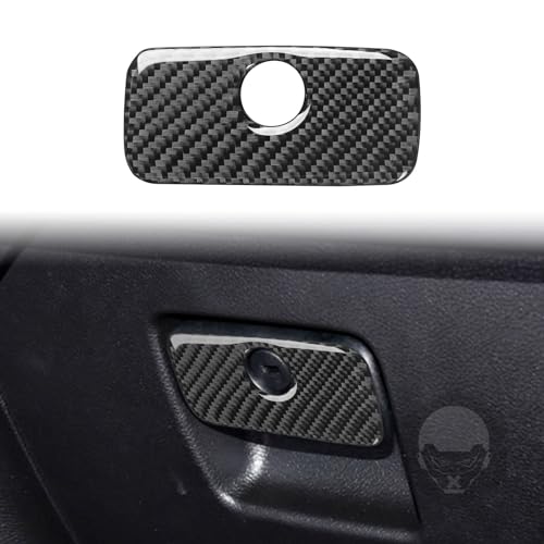 Real Carbon Fiber Car Co-Pilot Glove Box Handle Panel Cover Sticker Compatible with Jeep Wrangler JL JLU Gladiator JT 2018 2019 2020 2021 2022 2023 2024 Auto Interior Accessories - color: Black 22