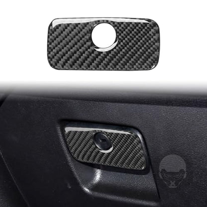 Real Carbon Fiber Car Co-Pilot Glove Box Handle Panel Cover Sticker Compatible with Jeep Wrangler JL JLU Gladiator JT 2018 2019 2020 2021 2022 2023 2024 Auto Interior Accessories - color: Black 22