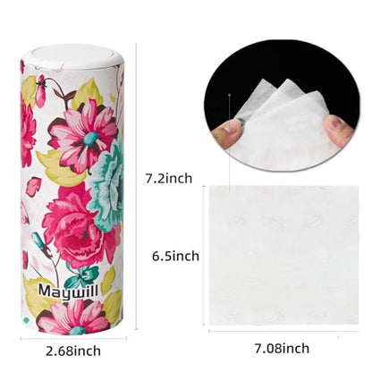 Chic Facial Tissue Holder for Car Cup Holder - Travel Tissue Tubes Box Container (3-ply, 4 Pack, 200 Sheets) - style: Green Floral
