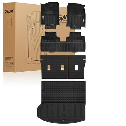 3W Floor Mats & Seat Back Mats & Cargo Liner for Chevrolet Chevy Equinox EV (Not Fit Gasoline) 2024-2025 2026, All Weather TPE Custom Fit Full Set Car Floor Mats, Black - size: Chevy Equinox EV 2024-2025 Full Set