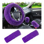 5 PCS Fluffy Steering Wheel Covers Set, Faux Wool Steering Wheel Cover & Handbrake Cover & Gear Shift Cover & 2 Seat Belt Shoulder Pads, Universal Car Accessories (Purple) - color: Purple