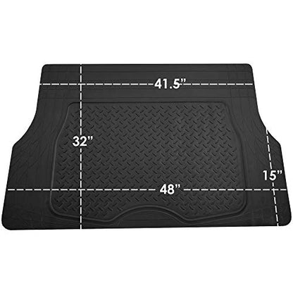 FH Group Premium Liners Tall Channel Trimmable All Weather Rubber Full Set Car Floor Mats (Black) w. Trimmable All-Season Cargo Liner (Black) - Universal Fit for Cars Trucks and SUVs - color: Black, style: With Cargo Mats