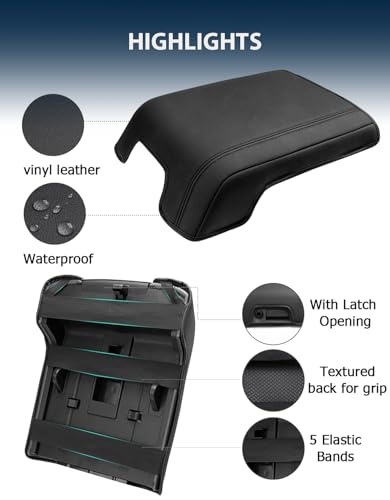 Center Console Armrest Cover for 2011-2016 Ford F250 F350 F450 Super Duty Accessories, Vinyl Leather Middle Armrest Cusion Protector, Anti-Scratch, Bucket Seat Only, Black - size: Bucket Seat, 11-16 F250-F450, black stitch