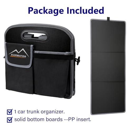 Car Trunk Organizer,Machine Washable PP Materials 3 Compartments Car Storage,95L Waterproof Polyester Cars Accessories Organizer and 6 Pockets, Suitable for SUV, Minivan, Truck(Black)
