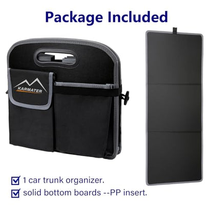 Car Trunk Organizer,Machine Washable PP Materials 3 Compartments Car Storage,95L Waterproof Polyester Cars Accessories Organizer and 6 Pockets, Suitable for SUV, Minivan, Truck(Black)
