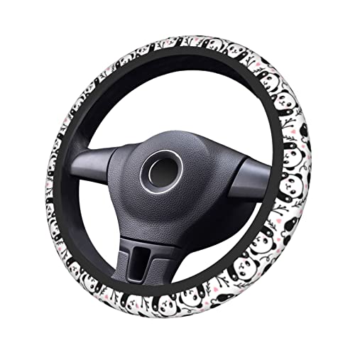 Cute Cartoon Panda Steering Wheel Covers Non Slip Neoprene Universal 15 Inch Steering Wheel Protector Car Cover for Men Women - color: Black30