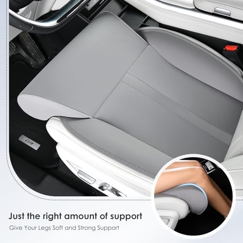 Car Seat Extender Leg Support Cushion for Driver Seats Office Chair, Leather Widened seat Cushion for Long Drivers Universal Car Seat Cushion Legs Rest Pads-Grey - color: Grey