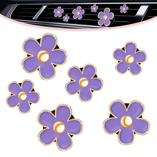 6 Pack Colorful Daisy Flower Car Air Vent Clips Car Air Outlet Freshener Clip for Car Interior Decoration Accessories (Purple) - color: Purple, size: 1 Count (Pack of 6)