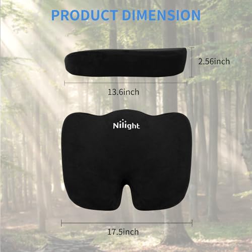 Nilight Car Seat Cushion Black Velvet Gel Memory Foam Seats Soft and Comfortable Suitable for Daily Life and Driving Relieves Sciatica and Tailbone Pain Improves Drive Vision - color: Black Velvet
