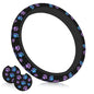 Purple Dog Paw Print Steering Wheel Cover Blue Dogs Prints Anti-Slip Breathable Universal for 14-15 Inch Car with 2 Pieces Car Coasters for Men/Women - color: Purple Dog