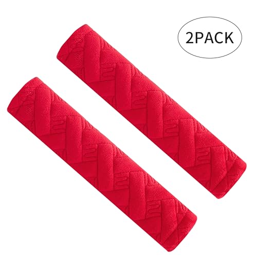 2-Pack Soft Seat Belt Covers Universal Car Shoulder Pad Cushions with Braid Pattern for Comfortable Driving & Bag Strap Protection Red - color: Red