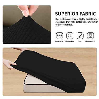 Easy-Going Stretch Individual Loveseat Couch Cushion Cover Sofa Cushion Furniture Protector Sofa slipcover Soft Flexibility with Elastic Bottom (2-piece Loveseat Cushion Cover, Black) - color: Black, size: 2-piece