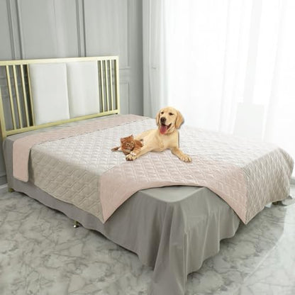 Ameritex Waterproof Dog Bed Cover Pet Blanket for Furniture Bed Couch Sofa Reversible - color: Cream+babypink, size: 30x53 Inch (Pack of 1)