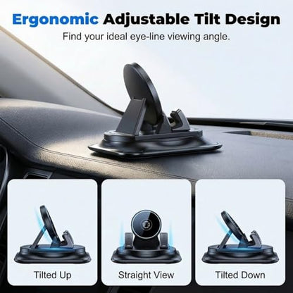 Dashboard Phone Holder for Car, 360 Degree Rotation Mount, Foldable Silicone Dash Stand, Anti-Slip Mobile Cradle Compatible (2PC) - color: 2PC