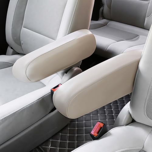 JDDRY Car Front Seat Armrest Covers Leather,Car Armrest Protectors,Auto Arm Rest Cover Replacement,Universal for MPV/SUV/Truck(Beige,2PC) - color: Beige-2PC