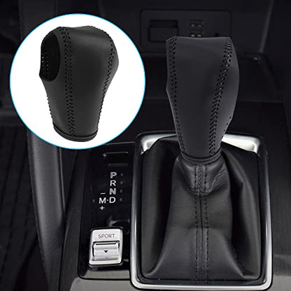 X AUTOHAUX Black Car Interior Faux Leather Gear Shifter Shift Knob Cover Transmission Shift Boot Lever for Honda HR-V 2016-2021 Black Stitches - color: Black