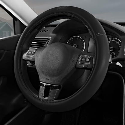 Skechers Memory Foam Steering Wheel Cover,Grade Protein Leather Steering Wheel Cover,Universal Anti-Slip Fit 14" 1/2-15" Car Wheel Cover for Men Women Fit Suvs,Vans,Sedans,Car,Trucks,Black - color: Black
